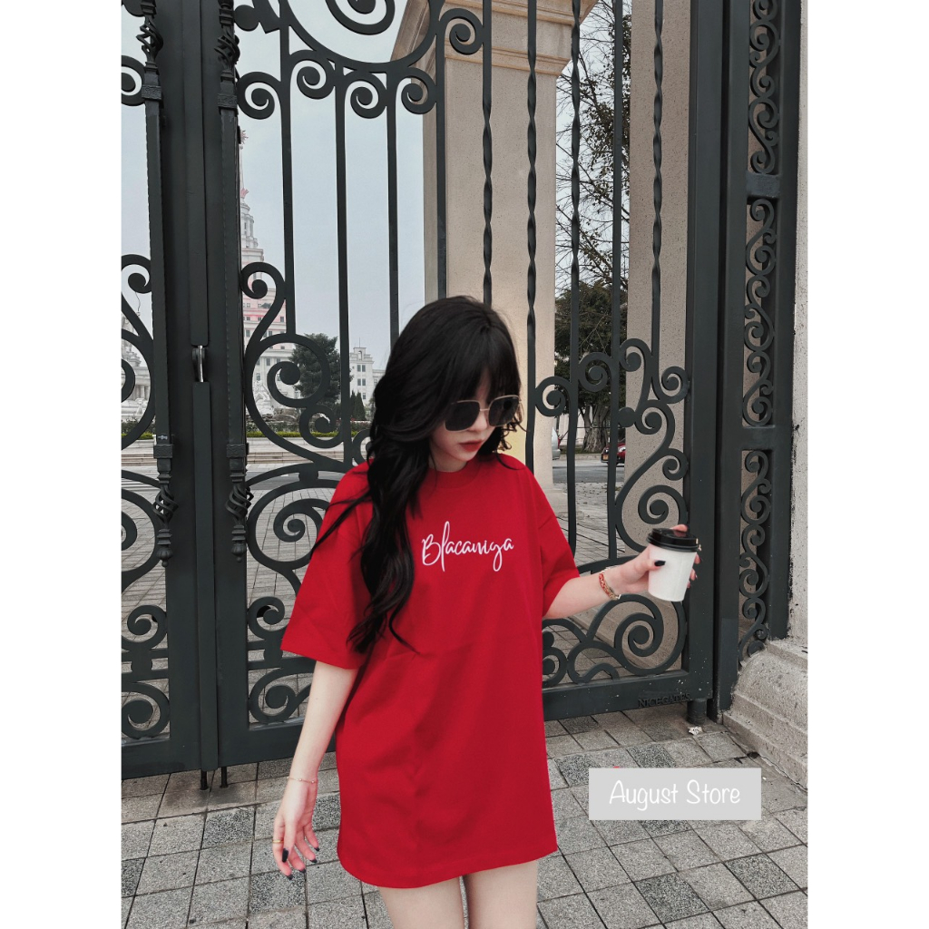Áo Phông Balen Chữ Ký Thun Cộc Tay Dáng Rộng Giấu Quần Freesize