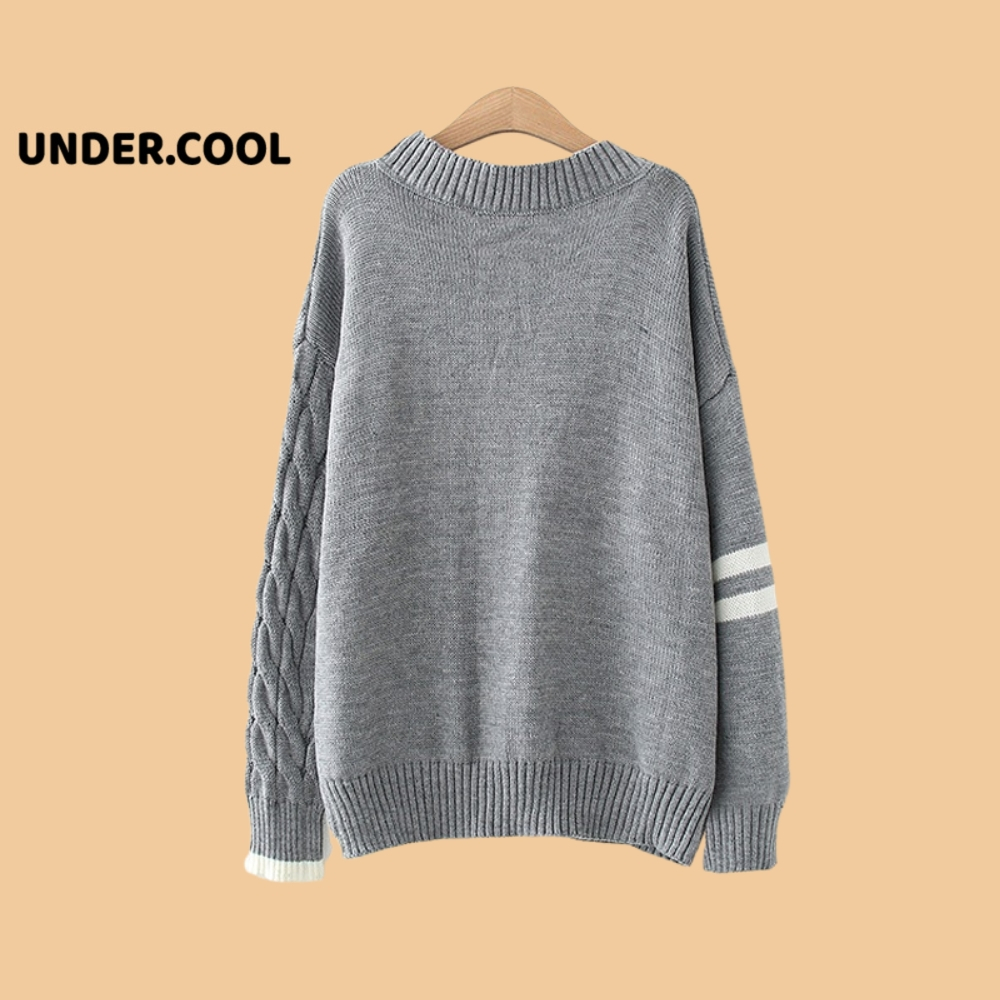 Áo Cardigan Len Thừng UNDERCOOL dáng dài kèm khuy Dệt Kim Dáng dài From Rộng,Họa Tiết Logo Nữ Sinh Kèm Viền ống tay