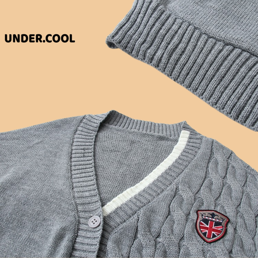 Áo Cardigan Len Thừng UNDERCOOL dáng dài kèm khuy Dệt Kim Dáng dài From Rộng,Họa Tiết Logo Nữ Sinh Kèm Viền ống tay