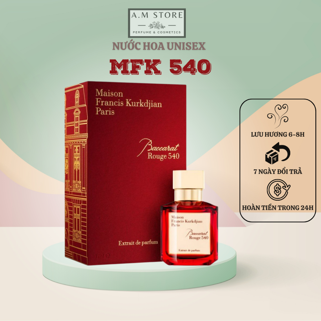 Nước Hoa Nam Nữ Unisex Maison MFK Đỏ Vàng Francis Kurkdjian Baccarat Rouge 540 Nồng Độ EDP 10/70/200ml - A.M Store