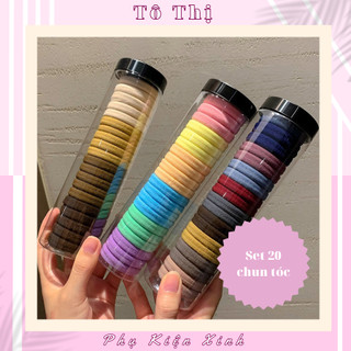 Set hộp 20 dây chun cột tóc nhiều màu bassic phong cách hàn quốc, chun cột tóc nhiều màu cho nữ đáng yêu - Tô Thị