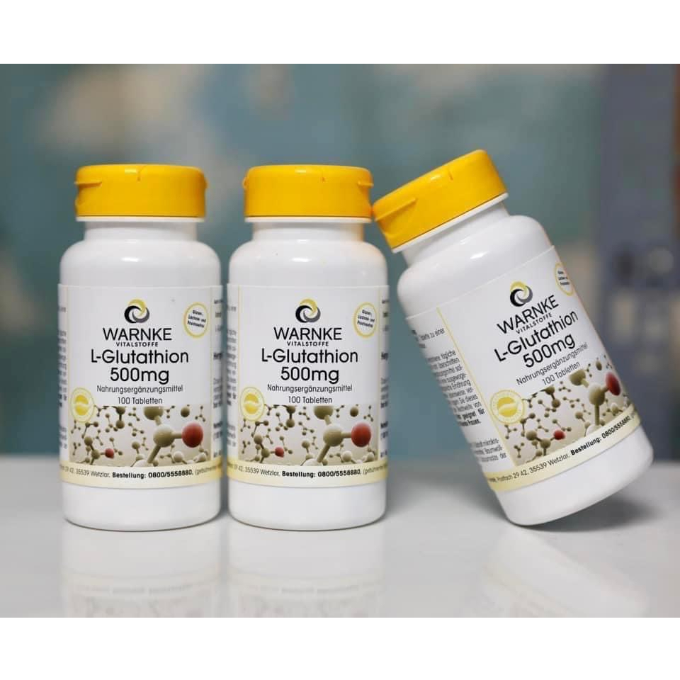 Viên uống trắng da L Glutathione 500mg Warnke Đức 100 viên, mờ sạm nám, chống lão hóa da