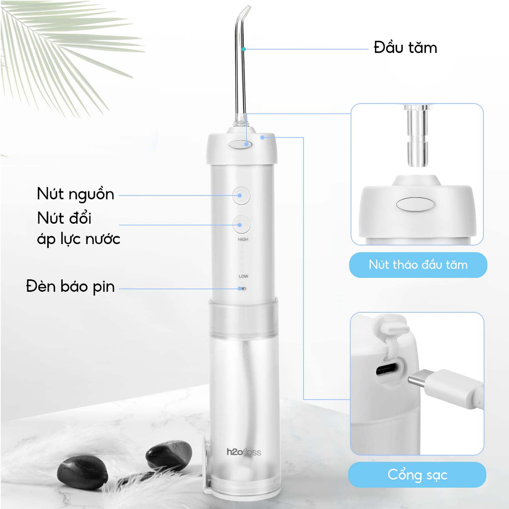 Tăm nước cầm tay H2ofloss HF10  ,phiên bản nhỏ gọn của h2ofloss, bản nâng cấp 2022 với sạc USB Type C tiện lợi