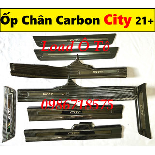 Ốp Bậc Cửa, Nẹp Bước Chân Xe Honda City 2024-2021 Trong, Ngoài  Vân Carbon Cao Cấp, Có Sẵn Keo Dán 3M