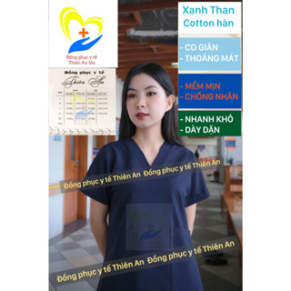 Bộ Scrubs - Màu Xanh Than - Than bác sĩ, blouse cổ tim, đồng phục điều dưỡng, spa, thẩm mỹ viện, dược sĩ .