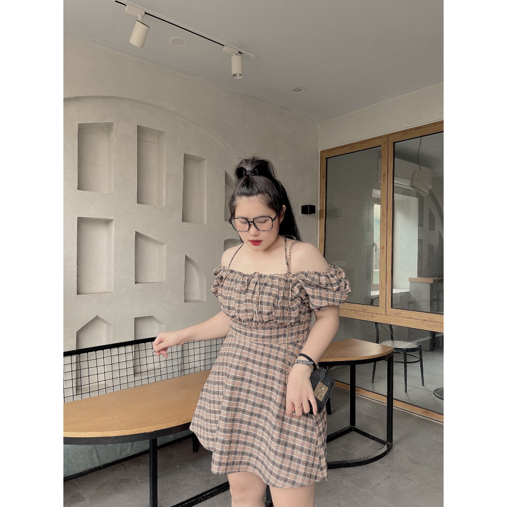 ĐẦM JUM HỌA TIẾT CARO SIÊU XINH