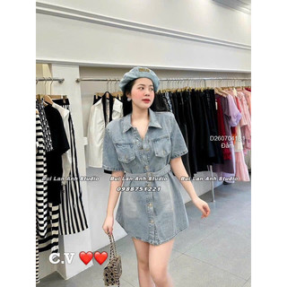 Đầm jean + đai tay ngắn 0723 thaotranshop90 [kèm theo hình thật trải sàn]