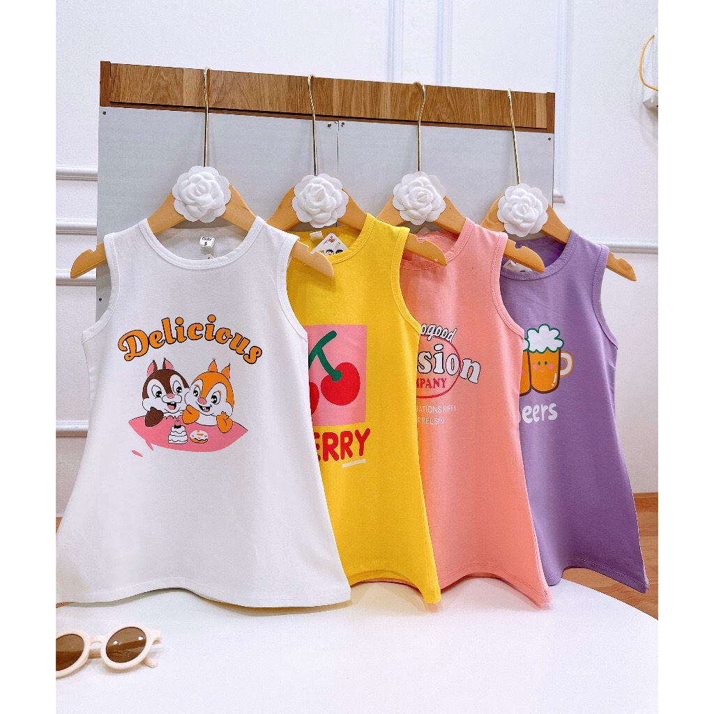 Xả kho - váy polo cáo 2 màu trắng hồng, váy sát nách chất liệu cotton mềm mát cho bé gái