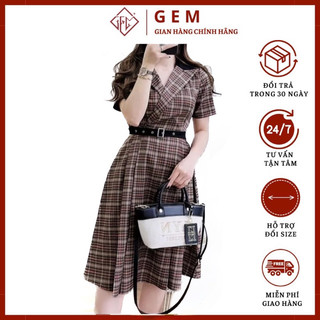 Váy kẻ caro G591 hàng thiết kế vải tốt kiểu dáng vừa nữ tính và sang chảnh - GEM Fashion