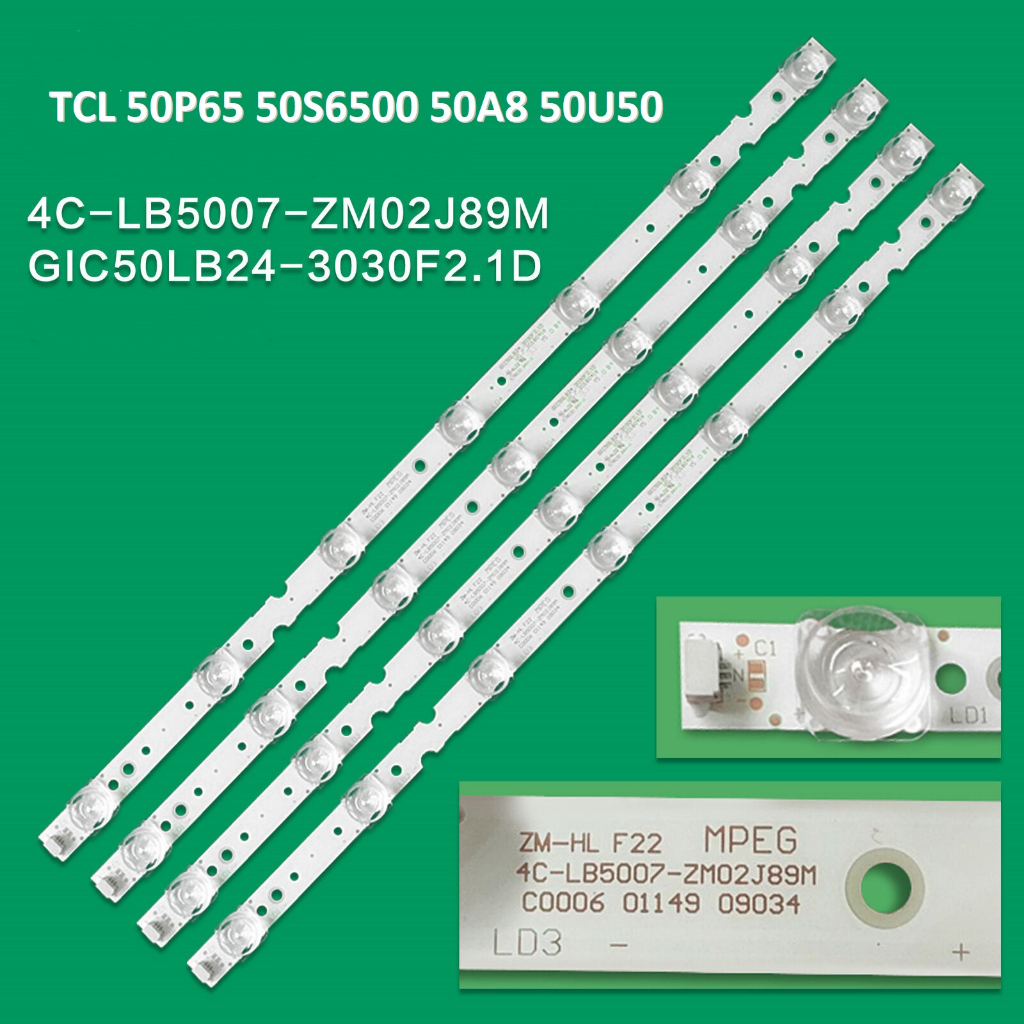 TCL 50P65 - Bộ led 4 thanh 7 bóng 6v 458mm cho tivi TCL 50P65 50S6500 50A8 50U50 và các dòng tương tự