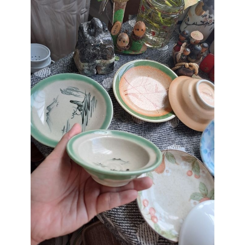 Set Dĩa nhỏ trang trí và chén chè Đẹp độc lạ gốm sứ nhật 2hand