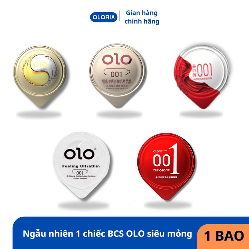 Bao cao su OLO siêu mỏng 001, lẻ 1 chiếc bao cao su có gai, kéo dài thời gian, nhiều gel bôi trơn, side 52mm