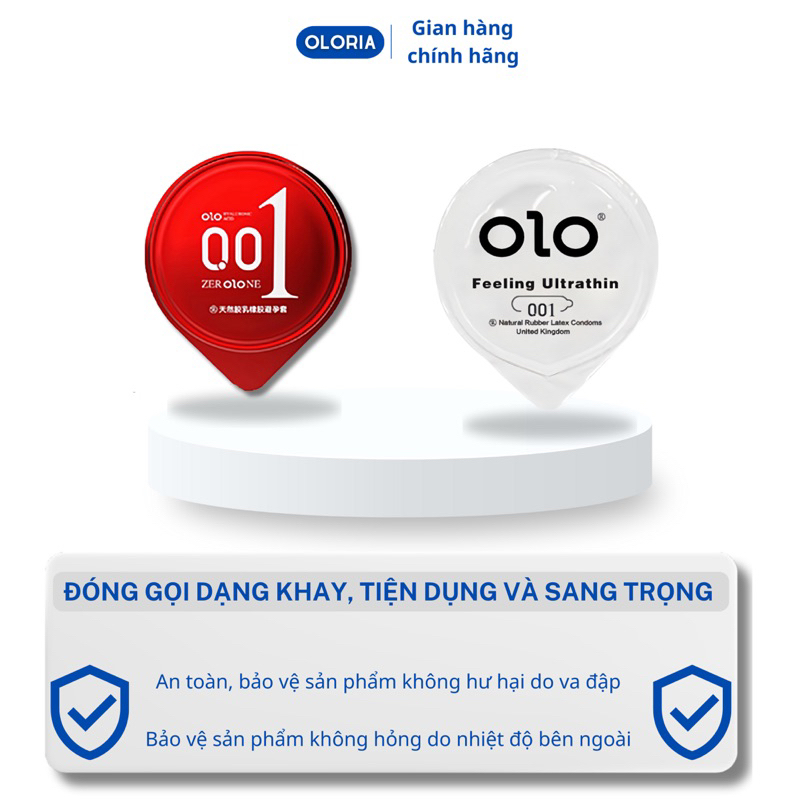 Bao cao su OLO siêu mỏng 001, lẻ 1 chiếc bao cao su có gai, kéo dài thời gian, nhiều gel bôi trơn, side 52mm