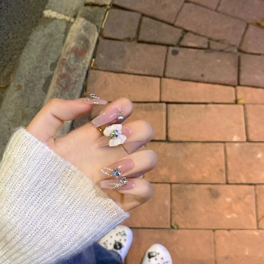 Set 24 móng tay giả dài đính đá cao cấp