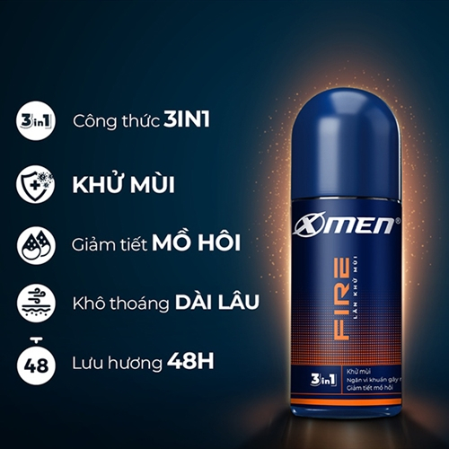 Lăn khử mùi nam XMEN Wood Sport / Lăng nách XMEN Fire Active 50ml 48H