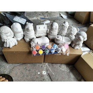 freeship] combo 10 tượng tô màu9cm + 12 màu 2 cọ