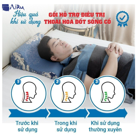 Gối chống thoái hóa đốt sống cổ chuyên dụng 2 đầu gối cao thấp AIRU - hỗ trợ giảm thiểu đau mỏi vai gáy, cột sống