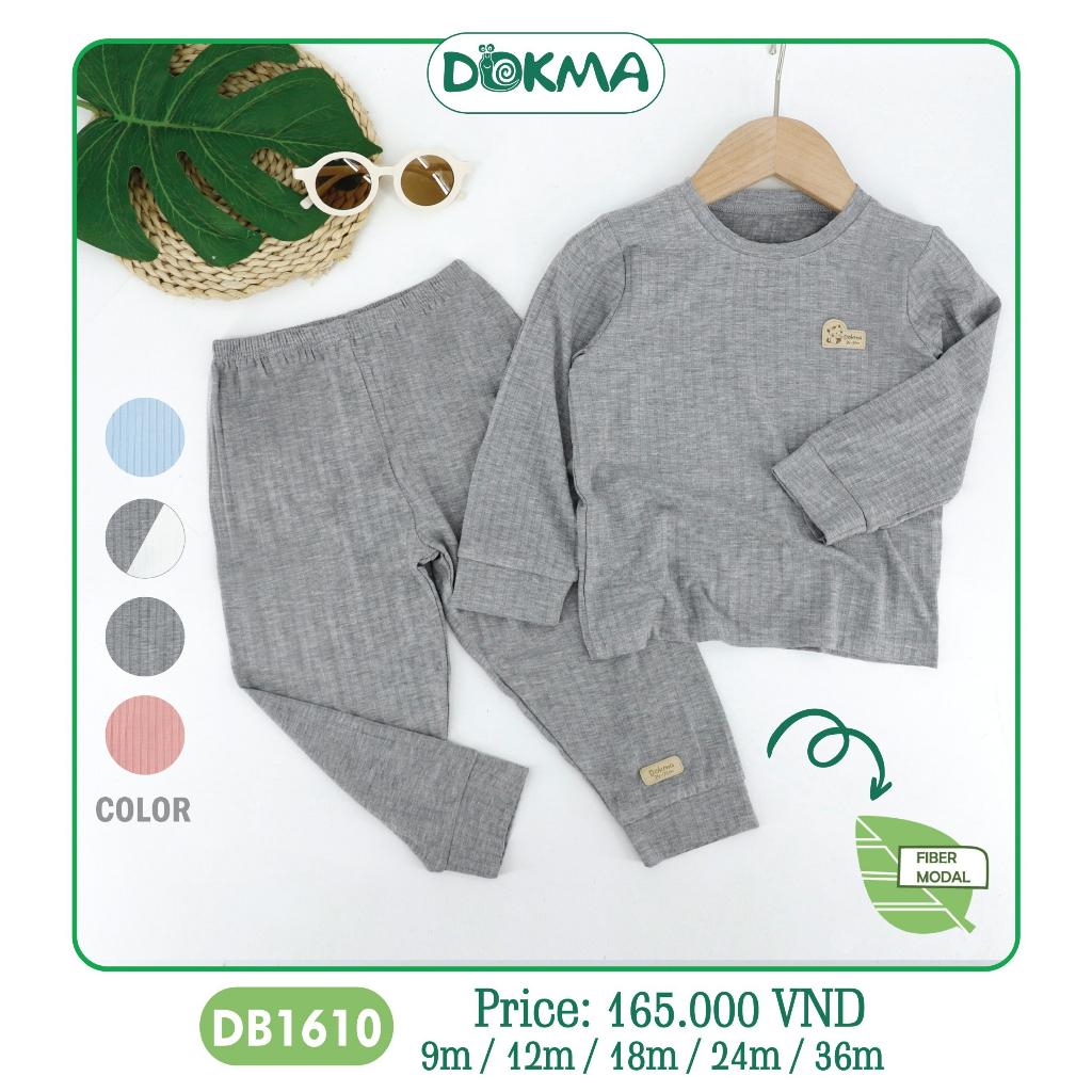 DB1610 Bộ dài tay thu đông Dokma bé trai - bé gái chất modal tăm