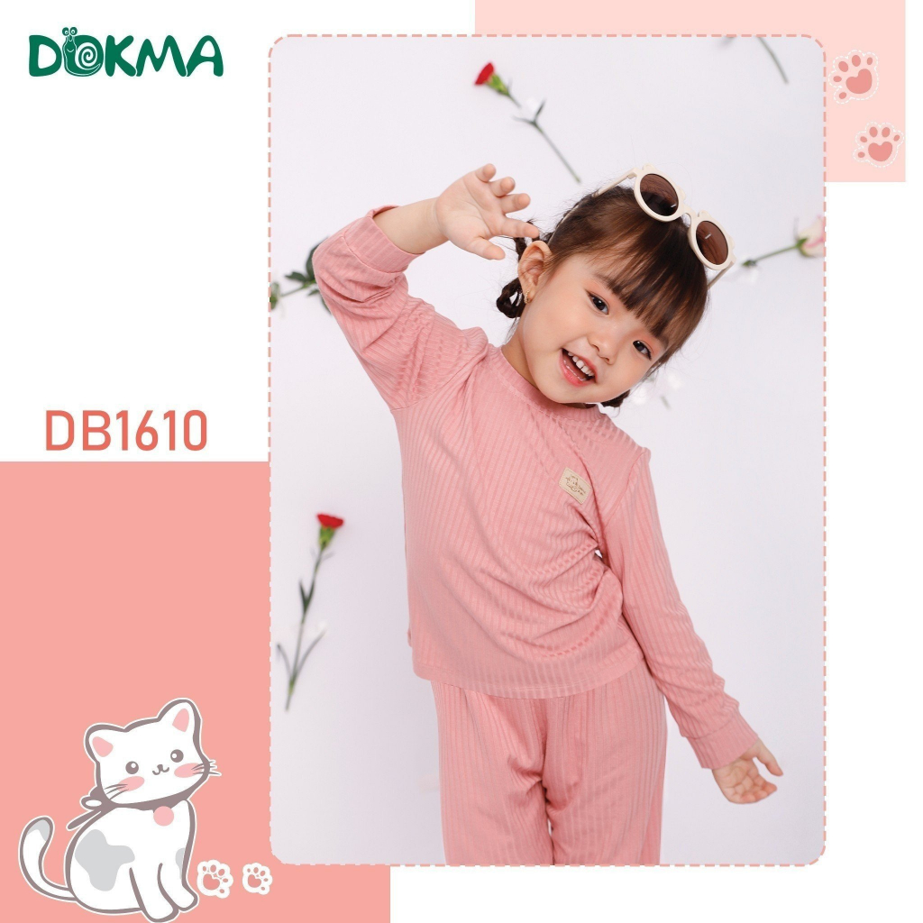 DB1610 Bộ dài tay thu đông Dokma bé trai - bé gái chất modal tăm