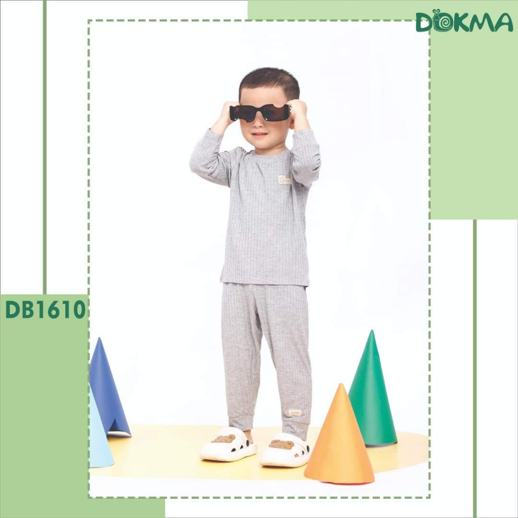 DB1610 Bộ dài tay thu đông Dokma bé trai - bé gái chất modal tăm