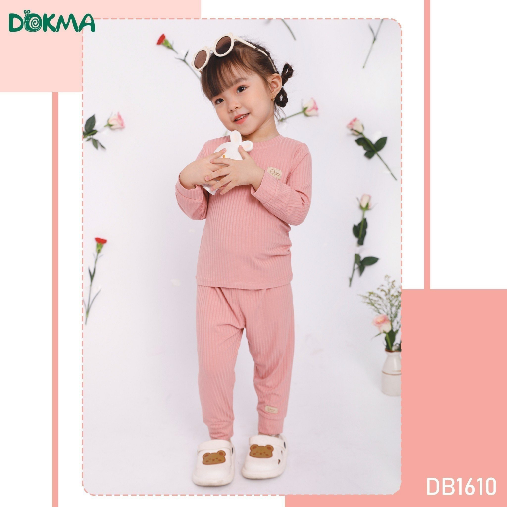 DB1610 Bộ dài tay thu đông Dokma bé trai - bé gái chất modal tăm