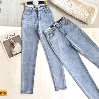 Quần Jean Nữ Mẫu Mới ❤️FREESHIP❤️ Quần Bò Cạp Cao phối lưng kiểu 3 Nút chất vải đẹp phong cách Hàn Quốc A-TFashion M517b