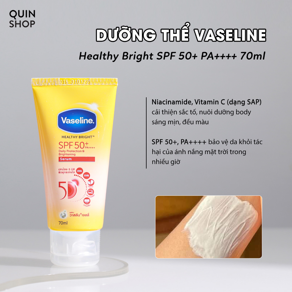 Sữa Dưỡng Thể Trắng Da, Chống Nắng Vaseline Healthy White, Gluta Hya Serum Burst Lotion