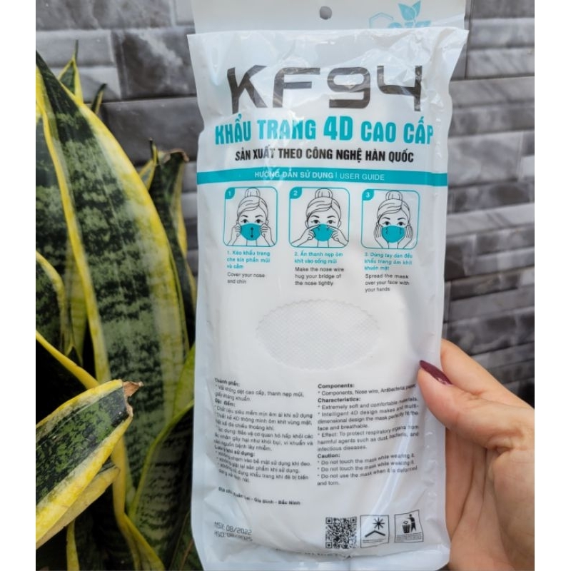 KHẨU TRANG Y TẾ KF94 MÀU TRẮNG TÚI 10 CÁI