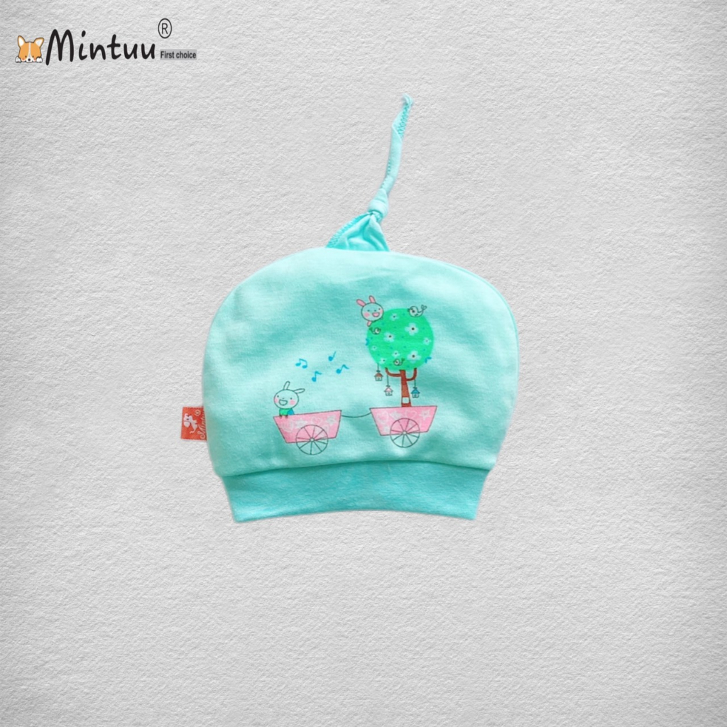 Mũ nón cột chóp dành cho trẻ sơ sinh chất liệu mềm mại, thương hiệu Mintuu
