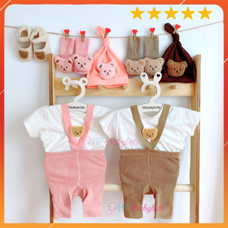 Combo Quần Tất Gấu Đùi Chất Thun Gân, Áo Gấu, Nón, Tất Đáng Yêu Cho Bé