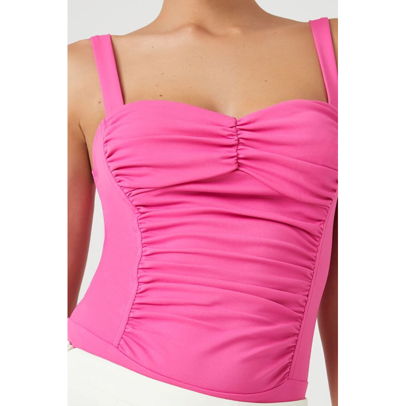 Bodysuit hai dây dệt gân màu Hot Pink - Ruched Sweetheart Bodysuit