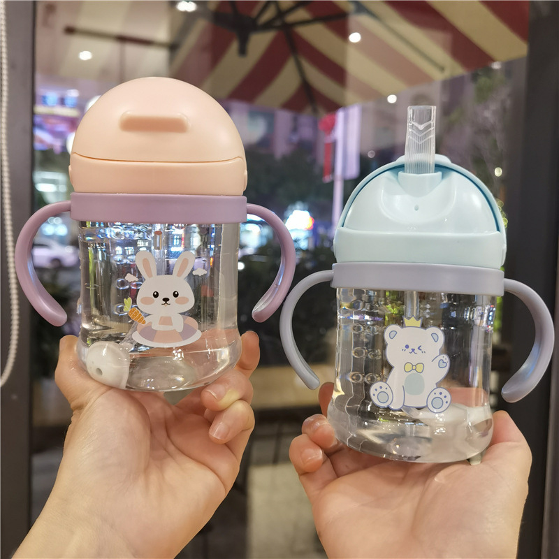 Bình tập uống nước cho bé dung tích 250ml, có van chông sặc silicon an toàn tiện lợi - Bình nước cho bé