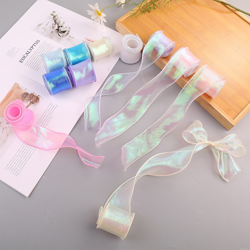 Ruy băng voan nhũ viền xoăn sóng