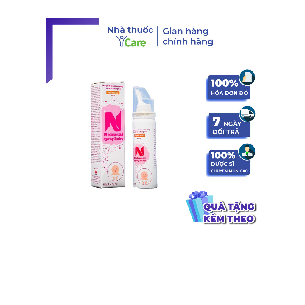 Dung dịch xịt mũi ưu trương Nebusal spray baby 1.9% lọ 50ml