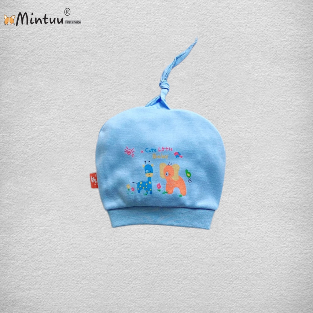 Mũ nón cột chóp dành cho trẻ sơ sinh chất liệu mềm mại, thương hiệu Mintuu
