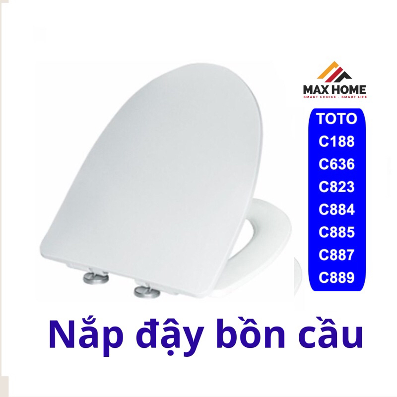 Nắp bồn cầu đóng êm dùng thay thế Toto C188, C636, C823, C884,C885,C887, C889 - kèm phụ kiện chân ốc