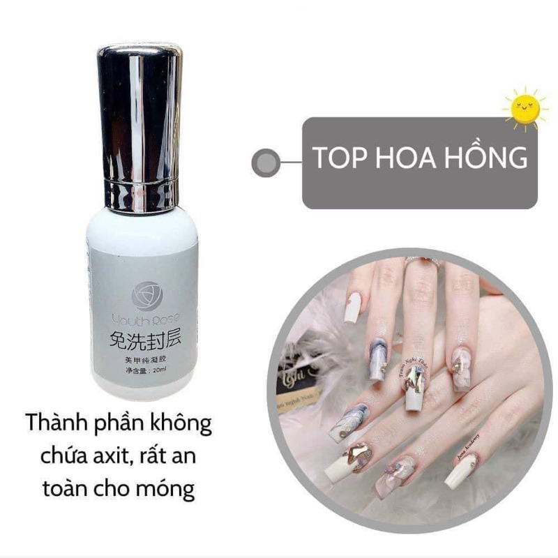 Sơn gel base top hoa hồng chính hãng 20ml,Bộ 3 base top hoa hồng chính hãng 20ml