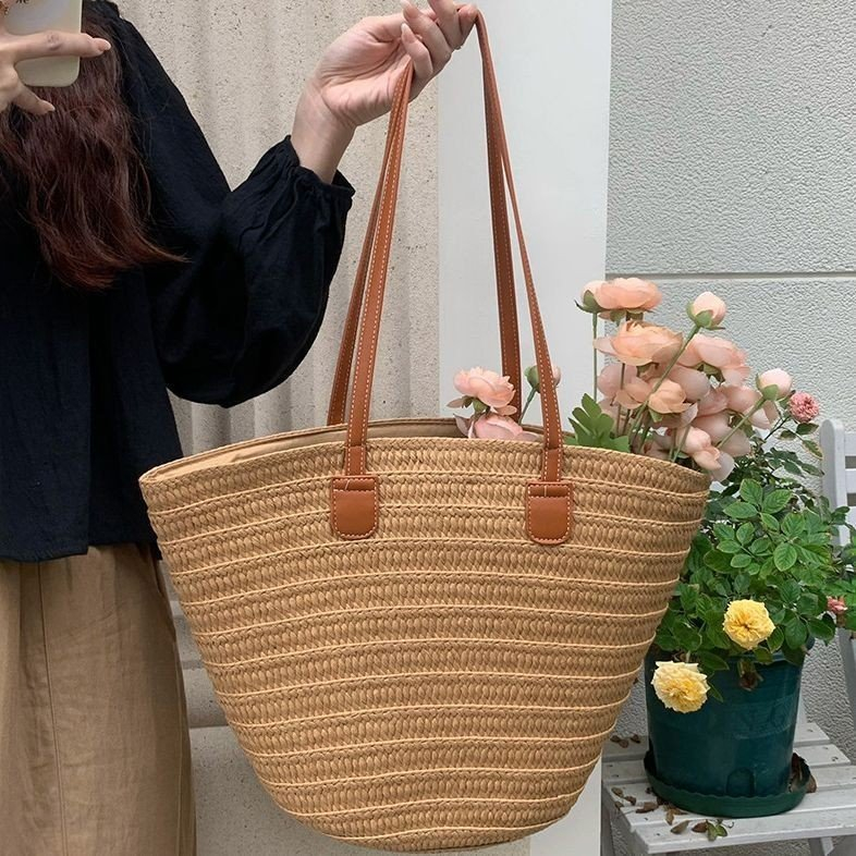 Túi cói đan size to mới về phong cách Hàn Quốc 2 màu