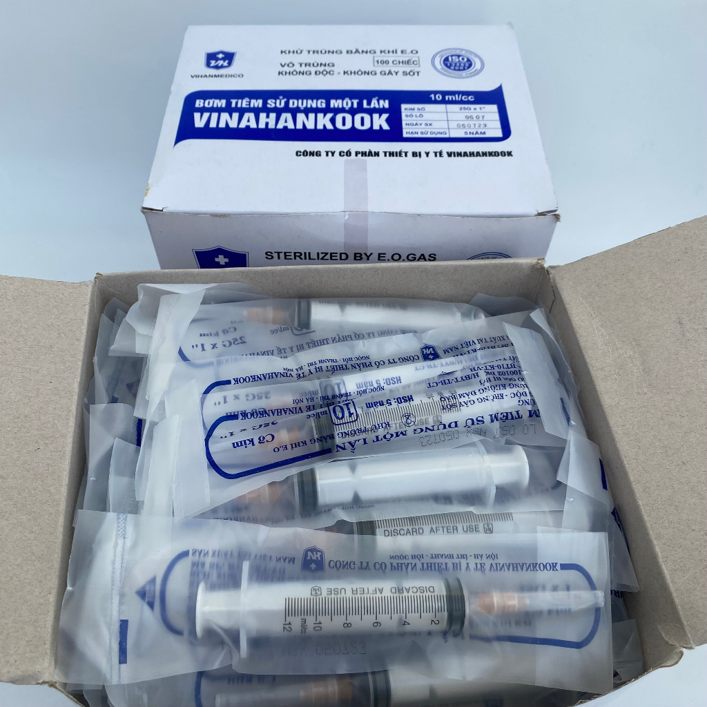 Xi Lanh Y Tế, Bơm Tiêm Nhựa VINAHANKOOK, Kim Tiêm Tiểu Đường, Bơm Tiêm 1ml, 3ml,5ml,10ml,20ml,50ml
