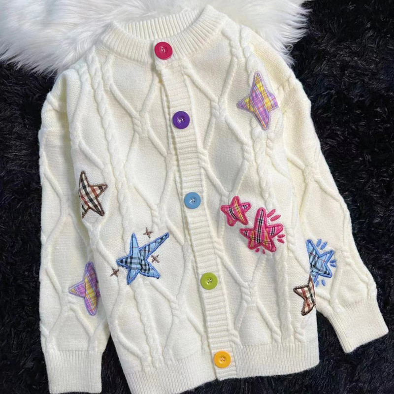 Hàng Sẵn_ Áo khoác len cardigan họa tiết ngôi sao nhỏ nổi bật hadu shop