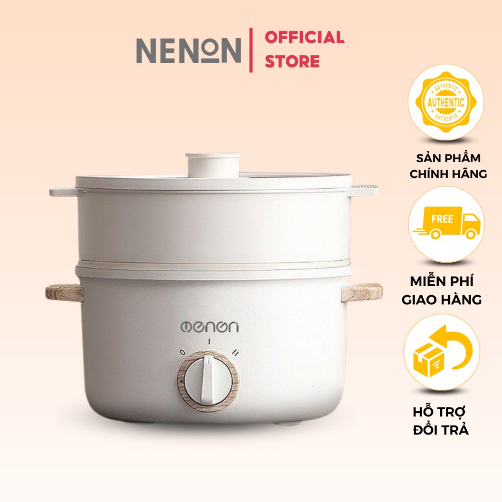 Nồi Lẩu Điện Đa Năng 1,5L/2,5L Chống Dính Có Khay Hấp Bánh - NENON