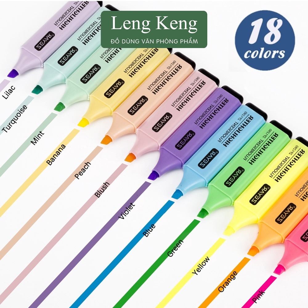 Bút highlight dạ quang văn phòng phẩm Leng Keng set 6 màu tùy chọn