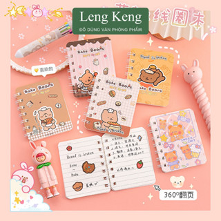 Sổ tay mini cute văn phòng phẩm Leng Keng ,sổ lò xo a7 120 trang S80