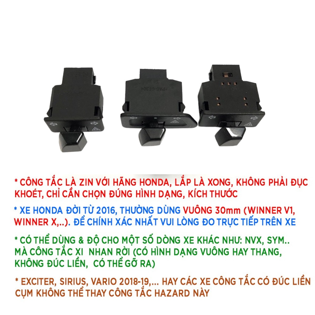 Công tắc hazard tích hợp ưu tiên nháy 4 xi nhan lắp như zin dòng honda bảo hành 1 năm