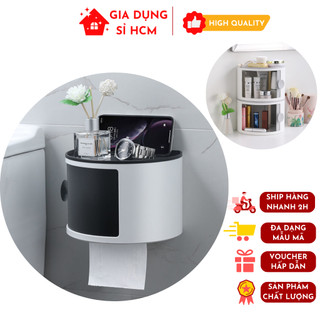 Kệ đựng giấy vệ sinh dán tường phòng tắm, tủ đựng vật dụng nhà tắm hình tròn có cửa kéo tiện dụng