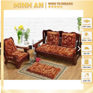 Đệm Ghế sofa đệm lót ghế gỗ tây âu Nhung Vỏ Tháo Rời 2 ngắn 1 dài thảm trải ghế