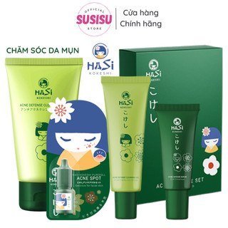 Chấm cồi giảm mụn hasi kokeshi puredoll 5ml gom còi mụn/sữa rửa mặt da mụn acnes hasi / set serum & gel rửa mặt mụn hasi
