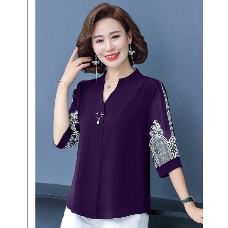 Áo Trung Niên Nữ Cho Mẹ Sang Trọng, Trang Nhã. Mẫu Áo Sơ Mi Cho Mẹ Trung Niên Đi Làm, Đi Tiệc...