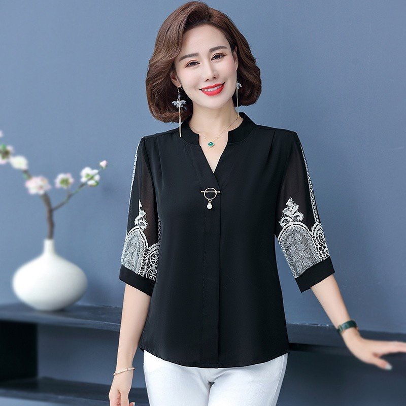 Áo Trung Niên Nữ Cho Mẹ Sang Trọng, Trang Nhã. Mẫu Áo Sơ Mi Cho Mẹ Trung Niên Đi Làm, Đi Tiệc...