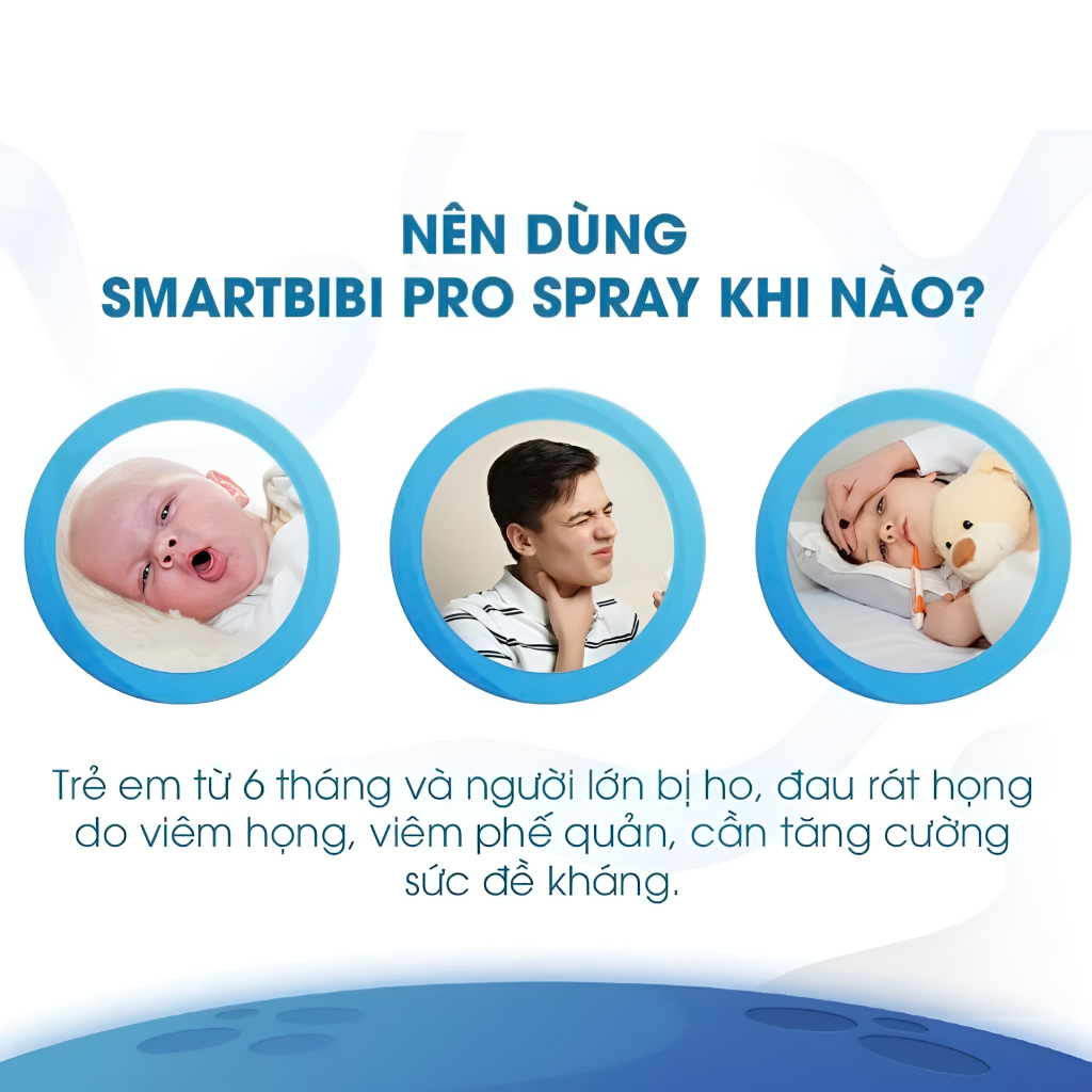 Xịt họng Smartbibi Pro Spray giúp hỗ trợ tăng cường sức khỏe đường hô hấp trên, giảm đau họng cho bé từ 6 tháng